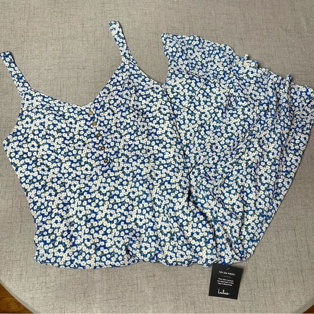 Lulu’s Darling Daisy Blue Floral Midi Dress Size Large Nwt - Picture 7 of 11